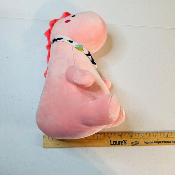 Adorable Pink Dinosaur Plush Toy With Quirky Bandana Pink Dino Stuffed Animal - Picture 8 of 11
